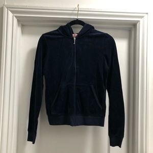 Juicy Couture Regal Velour Plush Navy Blue Hoodie